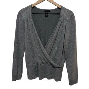 New York & Company Metallic Gray Sweater Women's Size Large